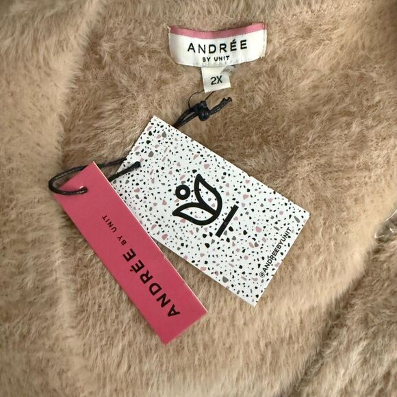 ANDREE' By Unit Fuzzy Button Front V-Neck Cardigan, NWT! Size 2X - Picture 5 of 10